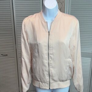 Brandy  Melville shimmery peach colored Lightweight Bomber Jacket
